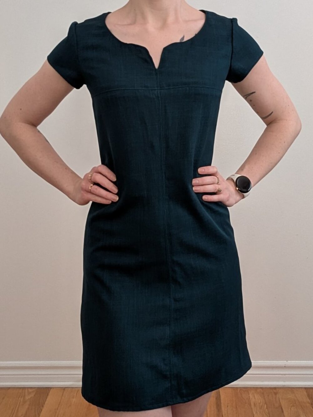 Retro Handmade Dark Teal Midi Dress